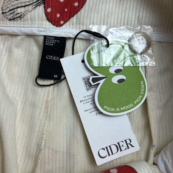 Cider Corduroy High Waist Mushroom Picket Wide Leg Trousers Pants Size M Cream - Picture 8 of 8